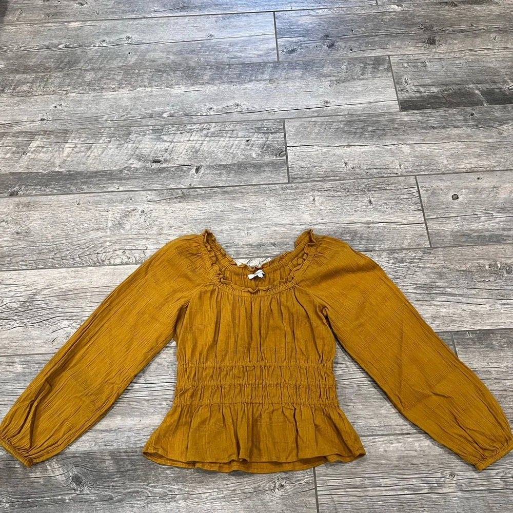 Madewell Sophia Textured Top‎ Antique Yellow Long Sleeve Size XS - Picture 4 of 13
